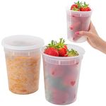 Coselena 24Pcs Round Food Containers with Lids - 950ml (32oz) Takeaway Containers with Lids for Meal Prep | Microwave & Freezer Safe, BPA Free Meal Prep Containers Reusable Plastic Tubs with Lids