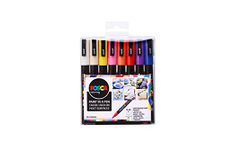 POSCA PC-3M Water Based Permanent Marker Paint Pens. Fine Tip for Art & Crafts. Multi Surface Use on Wood Metal Paper Canvas Cardboard Glass Fabric Ceramic Rock Stone Pebble Porcelain. Set of 16