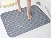 LifeKrafts Experia Anti-Slip with Suction Cup PVC Bath Mat, 106x60cm Big Size Shower Mat (Grey Color) with |Soft-Pebble |