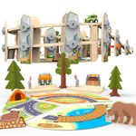 ORBRIUM 141 Pcs National Park Spiral Wooden Train Set STEAM STEM Multi-Level Compatible with Brio, Thomas Wooden Railway