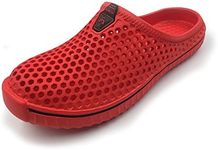 Amoji Garden Clogs Shoes Garden Shoes Shower Slippers Sandals Yard Gardening Beach Plastic Rubber House Indoor Summer AM1702 Red Size 14 Womenn/13 Men