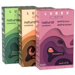 Lubex 6 in 1 Extra Time Condoms - Long Lasting with Disposable Bags - Ultra Thin & Extra Dotted - 36 Condom (Pack of 3)