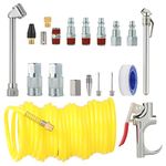 Fippy 20PCS Air Compressor Accessory Kit, Air Compressor Tool Includes Recoil Air Hose, Air Duster Blow Gun and Nozzles, Air Compressor Fitting