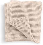 Stroller Society - Swaddles for Newborns & Toddlers, Soft Receiving Blankets Girl & Boy Can Use, Comfy Toddler Blanket & Newborn Swaddle, Cotton Waffle Blanket, Beige, 40 x 40 inches