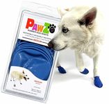 PawZ Rubber Dog Boots for Paws to 3" - All-Weather Dog Booties for Hot Pavement, Sand, Snow, Mud, and Rain - Anti Slip Dog Socks - M, Blue