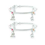 JEWELLERYHUT Pure 999 Silver Anklet (Payal) For Baby Girl | Payal for Baby Pair of one (DESIGN 3)