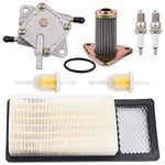 Tvent 72368G01 Air Filter w 26591G01 Oil Filter 72021-G01 Fuel Pump Replacement for EZGO TXT Medalist 4 Cycle 295cc 350cc Golf Cart with 72084-G01 Fuel Filter Spark Plug