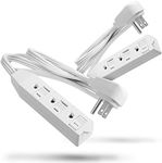 3 Outlet Power Strip 3ft - FosPower Cruise Ship Approved Small White Power Strip with Flat Plug & Safety Covers, Short 3 Foot Short Extension Cord, No Surge Protector, 3 Prong, ETL Listed -2PACK