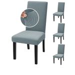 ZNSAYOTX Dining Chair Covers Stretch Fit Parson Chair Seat Slipcover 4 PCS, Newest Striped Chair Protector Cover Removable Washable for Dining Room Kitchen Banquet Wedding Party (4 Pack, Light Gray)