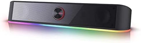 Redragon GS560 Adiemus RGB Desktop Soundbar, 2.0 Channel Computer Speaker with Dynamic Lighting Bar Audio-Light Sync/Display, Touch-Control Backlit with Volume Knob, USB Powered w/ 3.5mm Cable