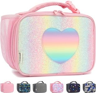 GYEUKHAM Insulated Lunch Box for School, Thermal Reusable Durable Freezable Lunch Bags for Kids Boys Girls Men Women - Small Soft Cooler Portable Lunch Tote Kit for Work Picnic Travel,Rainbow Glitter