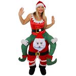 Santa Costume Adults Fancy Dress - One Size - Santa Claus Pick Me Up Father Christmas Costume with Stuffed Legs and Adjustable Elasticated Waistband