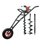 DVI 63CC Trolley Earth Auger Machine with 2 Stroke Petrol Engine for Fencing, Plantation & Digging Holes | Trolley Earth Auger Can Dig Holes in Every Type of Soil (with 4" INCH BIT + 6" INCH BIT)