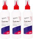 Mont Marte PVA Craft Glue Fine Tip 250gm - 3 Pack, Great for a Wide Variety of Craft Projects and Dries Quickly to a Clear Finish.