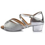 HROYL Girls Dance Shoes Leather Latin/Chacha/Samba/Modern/Jazz Dance Shoes Ballroom 206 Silver 4 UK