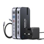 USB C Docking Station Dual Monitor with 65W Power Adapter 16 in 1 Laptop Docking Station Quad Monitor USB C Dock with Dual HDMI DisplayPort, VGA, 6 USB C/A, RJ45, 100W PD, Audio, SD/TF for Dell HP