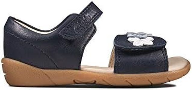 Clarks Girl's Zora Finch T Closed Toe Sandals, Navy Blue, 5 US