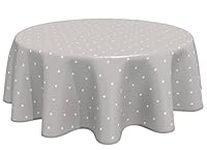 Home Direct Round Oilcloth PVC Wipe Clean Tablecloth Table Cover 140cm 55" Stars Beige Grey