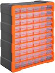 DURHAND 60 Drawers Parts Organizer Desktop or Wall Mount Storage Cabinet Container for Hardware, Parts, Crafts, Beads, or Tools, Orange