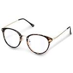 Navaris Vintage Non Prescription Glasses - Retro Round Frame Glasses with Clear Lenses for Men and Women - Unisex Glasses