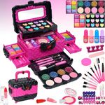 Kids Make Up Toys for Girls - Safe and Washable Kids Makeup Sets for Girls, Real Make Up Set for Girls Children Toddler, Princess Birthday Gifts for Girls, 4 5 6 7 8 9 Year Old Girls Gift (Rose)