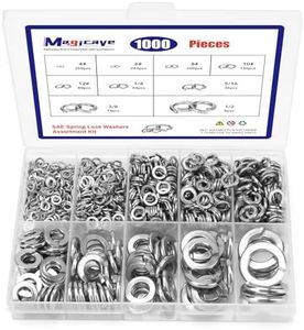 1000 Pcs Spring Lock Washers Assortment Kit – 9 SAE Sizes Split Lock Washers, 304 Stainless Steel Washers for Screws and Bolts (#4, #6, #8, #10, #12, 1/4", 5/16", 3/8", 1/2")