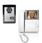 AMOCAM Video Door Phone System, 4.3 Inch Clear LCD Monitor Wired Video Intercom Doorbell Kits, Night Vision Camera Door Bell Intercom, Doorphone Telephone style for Home Improvement