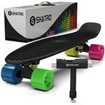 Skatro - Mini Cruiser Skateboard. 22x6inch Retro Style Plastic board Comes Complete