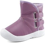 ESTAMICO Toddler Boys Girls Rubber Sole Snow Boots Waterproof Slip Resistant Winter Shoes Purple, 5 Toddler