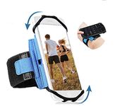 LONAGE 360° Rotatable Workout Phone Armband Case for Men Women, Running Phone Holder for iPhone 11 Pro X/XR/XS/Max/8/7, Samsung Galaxy S10/S9/S8 with Adjustable Band for Gym Sports Exercise Hiking(Blue)