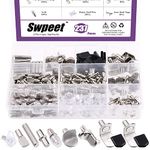 Swpeet 237Pcs 9 Styles Nickel Plated and Metal Shelf Pins Kit with Black Rubber Sleeves, Shelf Bracket Pegs Cabinet Shelf Support Peg Furniture Cabinet Shelf Pegs for Shelf Holes on Cabinets