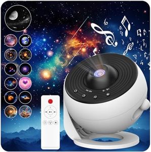 Galaxy Projector for Bedroom,HD Image Star Projector Galaxy Light,Remote Control & White Noise Bluetooth Speaker,360° Rotating,13 Film Discs Planetarium Projector for Kids,Ceiling,Room Decoration