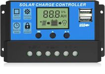 Skypearll Solar Charge Controller 20A, Solar Charge Controller 12V/24V Intelligent Battery Regulator for Lead Acid & Lithium Battery with LCD Display and 3A USB Port