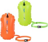 YDYJKI 2 Pack Swim Buoy Float, Pool Floats Adult, Swimming Bubble Safety Float with Adjustable Waist Belt (Orange/Neonyellow)