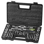 VEVOR Tap and Die Set, 40-Piece Include Metric Size M3 to M12, Bearing Steel Taps and Dies, Essential Threading Tool for Cutting External Internal Threads, with Complete Accessories and Storage Case