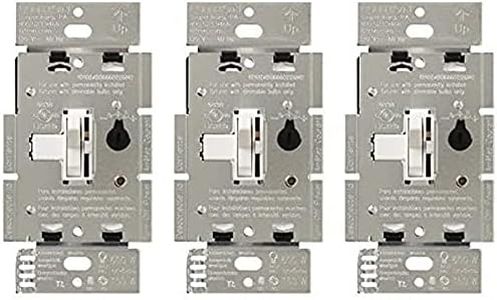 Lutron Toggler LED+ Dimmer Switch | 150-Watt LED, Single-Pole/3-Way | TGCL-153PH-WH | White (3-Pack)