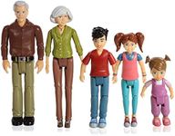 Beverly Hills Doll Collection Sweet Li'l Family Dollhouse People Set of 5 Dollhouse Figures - Including Boy Girl Toddler Grandma and Grandpa - Poseable Dollhouse Dolls Bundle