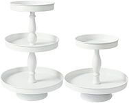 Donosura White Cupcake Stand Tiered Tray Set of 2, 2 & 3 Tier Tray Cup Cake Stand Cupcake Holder, Metal Round Decorative Tiered Serving Tray Farmhouse Tiered Tray Stand for Birthday Wedding Party