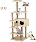 Advwin 153cm Tall Cat Tree for Indoor Cats, Sisal Scratching Posts, Cat Condos & Toys - Interactive Playground Tower