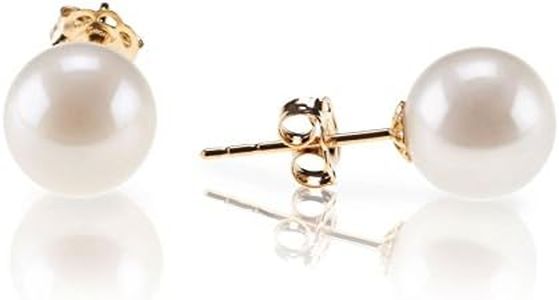 PAVOI 18K Gold Plated Sterling Silver Round Stud White Simulated Shell Pearl Earrings, Sterling Silver Pearl, simulated shell pearl