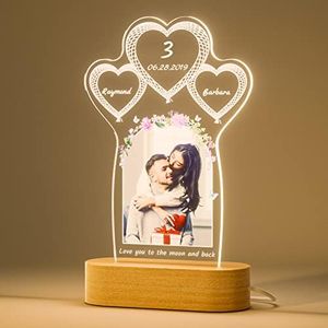 iDIY Cadeau Anniversaire de Mariage Lampe Personnalisée avec Photo et Prenom Idée Cadeau Couple Veilleuse Romantique Decoration Saint Valentin Homme Femme Amour