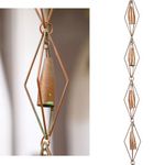 Retrome 8-1/2 Feet Diamond & Bell Rain Chain for Outsides, Rain Catch Chains for Gutters Downspouts, Copper Patina Finish Iron