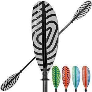WONITAGO Kayak Paddle Premium Carbon Fiber Paddle with Reinforced PP + Fiberglass Blade, Floating Adjustable Kayaking Oars, 3 Piece, 220-240 cm/86-94 Inches Black Stripe