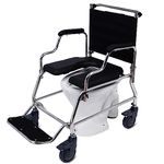 Arcatron Mobility by Frido® | SAC100 Multipurpose Shower Commode Wheelchair, Stainless Steel, Black, 120 Kg Capacity