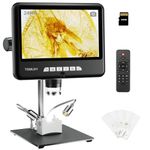 TOMLOV DM401 Pro 2K Digital Microscope 1200x, 7" 24MP HDMI LCD Coin Microscope, Bottom LED Light Stage Included, Soldering Microscope with Screen, 10" Stand for Full Coin View, PC/TV Compatible, 32GB