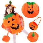 Pumpkin Costume Kids, Pumpkin Costume with Pumpkin Tote Bag and Hat Halloween Cosplay Party Costume