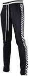 SCREENSHOTBRAND-P11854 Mens Hip Hop Premium Slim Fit Track Pants - Athletic Jogger Bottom with Side Checker Taping-Black-Large