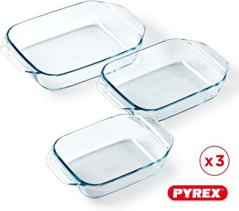 Pyrex 3-Piece Glass Oven Plate Set – Durable Bakeware
