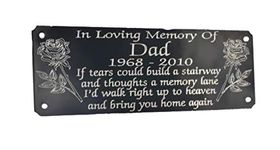 MEMORIAL BENCH PLAQUE PERSONALISED GRAVE MARKER SIGN WITH ANY WORDING OF YOUR CHOICE 6" X 2" 8 DESIGNS TO CHOOSE - SAME DAY DISPATCH 1ST CLASS UP UNTIL 12:00 P.M. (NOT INCLUDING WEEKENDS)