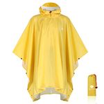 Anyoo Waterproof Rain Poncho Lightweight Reusable Hiking Rain Coat Jacket with Hood for Outdoor Activities,Yellow,One Size